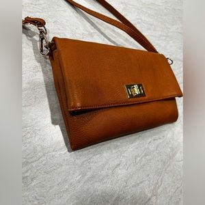 NWOT Boutique Brown Leather Crossbody